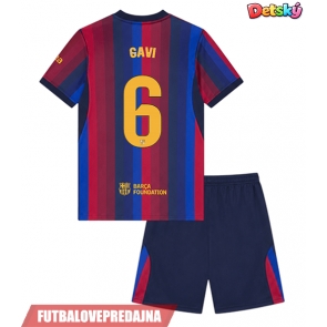 Lacne Dětský Futbalové dres Barcelona Paez Gavi #6 2026-27 Krátky Rukáv - Domáci (+ trenírky)